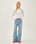 W FLOWER PATTERN LONG SLEEVE TEE IN IVORY image 5