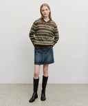 REGULAR LOGO STRIPE POLO KNIT IN CAMEL image 5