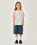 KIDS CLASSIC LOGO OVERSIZED RAGLAN TEE IN CORAL PINK
