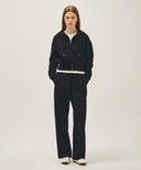 W CLASSIC LOGO CROP HOODIE ZIPUP IN BLACK BLACK image 5
