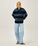 WASHED DENIM COLLAR LONG SLEEVE TEE IN BLUE image 5