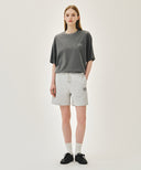 OUTLINE CLASSIC LOGO OVERSIZED DYEING TEE IN CHARCOAL GREY