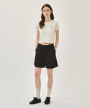 W SMALL LETTERING SLIM CROP TEE IN IVORY image 5