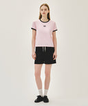 W CLASSIC LOGO RINGER TEE IN LIGHT PINK image 5