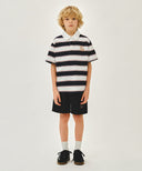 KIDS MULTI STRIPE COLLAR TEE IN NAVY image 5
