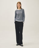 W RINGER STRIPE LONG SLEEVE TEE IN NAVY image 5