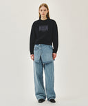 W CLASSIC LOGO CROP SWEATSHIRT IN NAVY image 5