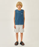 KIDS DOODLE CLASSIC LOGO POCKET SLEEVELESS IN BLUE image 5