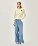 W SMALL CLASSIC LOGO CROP KNIT PULLOVER IN IVORY image 7