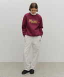 APPLIQUE LOGO OVERSIZED SWEATSHIRT (BRUSHED) IN BURGUNDY image 5