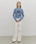 W CLASSIC LOGO CROP KNIT IN ASH BLUE image 5