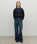 W RAW EDGE APPLIQUE LOGO CROP SWEATSHIRT IN NAVY image 5