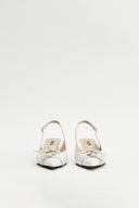 BUCKLE STILETTO SLING BACK HEELS IN IVORY image 7