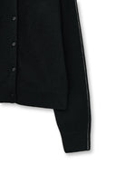CASHMERE BLENDED ROUND KNIT CARDIGAN IN BLACK image 4