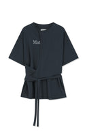 TIE DETAIL DRAPED LOGO TOP IN CHARCOAL GREY image 1