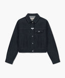 W DENIM TUCK DETAIL JACKET IN DARK BLUE image 6