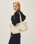 CLASSIC LOGO PATTERN CANVAS SHOULDER BAG IN IVORY image 6