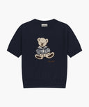 W DOODLE BEAR HALF KNIT PULLOVER IN NAVY image 6