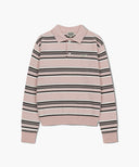 REGULAR LOGO STRIPE POLO KNIT IN PINK image 6