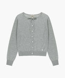 W SHEER KNIT CARDIGAN IN MELANGE GRAY image 9