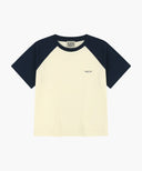 W SMALL REGULAR LOGO RAGLAN CROP TEE IN NAVY image 6