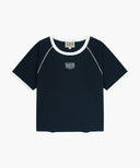 W AEROCOOL SMALL CLASSIC LOGO SLIM RINGER TEE IN NAVY