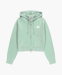 W SMALL CLASSIC LOGO CROP KNIT HOODIE ZIPUP IN MINT image 6