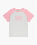 KIDS CLASSIC LOGO OVERSIZED RAGLAN TEE IN CORAL PINK