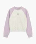 W BLOCK CLASSIC LOGO RAGLAN CROP SWEATSHIRT IN LIGHT PURPLE image 6