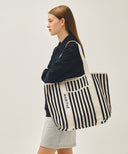 REGULAR LOGO BIG COTTON BAG IN STRIPE image 6