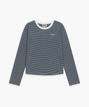 W RINGER STRIPE LONG SLEEVE TEE IN NAVY image 6