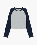 W BASIC CROP LONG SLEEVE IN HEATHER GREY image 6