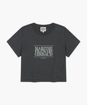 W CLASSIC LOGO CROP TEE IN CHARCOAL GREY image 6