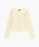 W V-NECK CROCHET KNIT CARDIGAN IN IVORY image 9