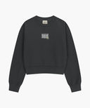 W FLOWER CLASSIC LOGO CROP SWEATSHIRT IN CHARCOAL GREY image 6