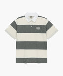 SMALL CLASSIC LOGO RUGBY STRIPE OVERSIZED COLLAR TEE IN IVORY image 10