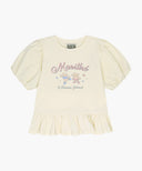 KIDS W BALLOON SLEEVE PEPLUM TEE IN CREAM image 6