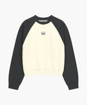 W BLOCK CLASSIC LOGO RAGLAN CROP SWEATSHIRT IN CHARCOAL GREY image 6