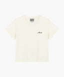 W SMALL LETTERING SLIM CROP TEE IN IVORY image 6