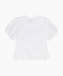 KIDS W BALLOON SLEEVE PEPLUM TEE IN WHITE image 7