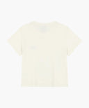 W SMALL LETTERING SLIM CROP TEE IN IVORY image 7