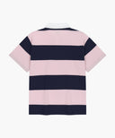 SMALL CLASSIC LOGO RUGBY STRIPE OVERSIZED COLLAR TEE IN PINK image 7