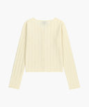 W V-NECK CROCHET KNIT CARDIGAN IN IVORY image 10