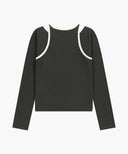 W SLEEVELESS LAYERED LONG SLEEVE TEE IN CHARCOAL GREY image 7