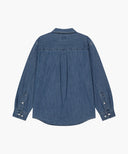 UNI BASIC DENIM SHIRT IN BLUE image 7