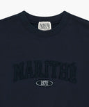 W RAW EDGE APPLIQUE LOGO CROP SWEATSHIRT IN NAVY image 8