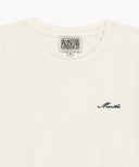 W SMALL LETTERING SLIM CROP TEE IN IVORY image 8