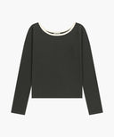 W SLEEVELESS LAYERED LONG SLEEVE TEE IN CHARCOAL GREY image 8