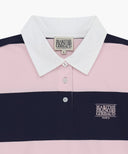 SMALL CLASSIC LOGO RUGBY STRIPE OVERSIZED COLLAR TEE IN PINK image 8