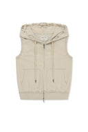 BACK LOGO JERSEY HOOD VEST IN BEIGE image 1